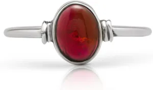 Oval Garnet 925 Sterling Silver Ring - Delicate BOHO Chic Jewelry - Fashionable and Stylish for Women with Velvet Gift Bag/Box - Made by Indian Artisans - Size 5-9