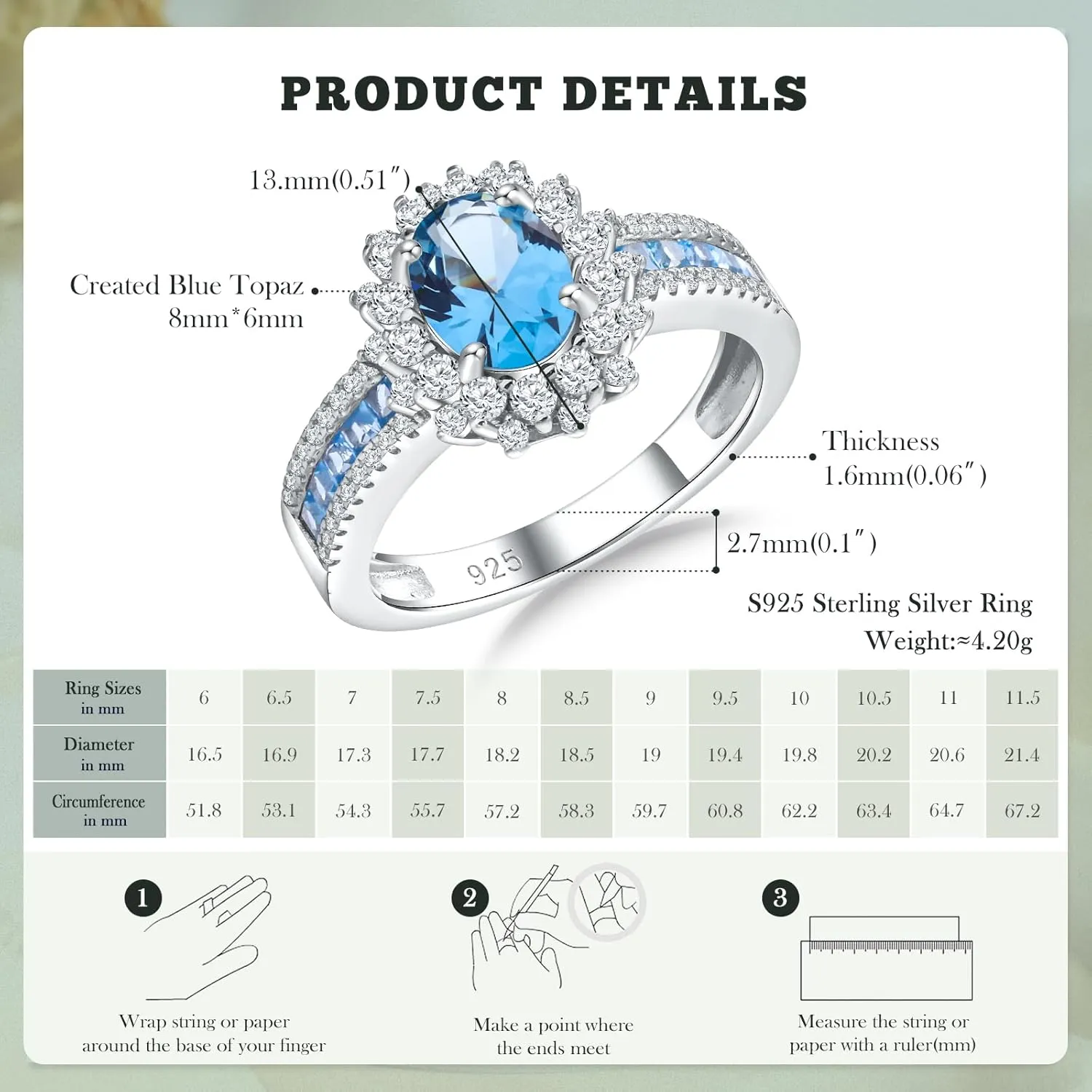 Oval Luxury Stunning Gemstone Engagement Ring, 925 Sterling Silver Cocktail Ring Janaury to December Birthstone Halo Rings for Women, Size 6 to 10