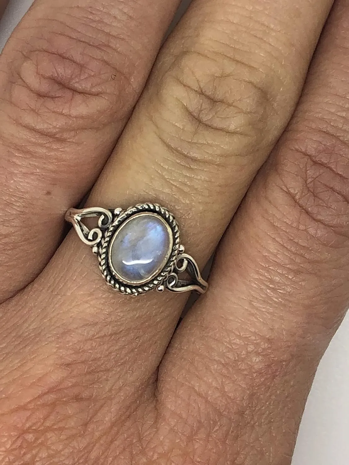 Oval Moonstone - 925 Sterling Silver Ring - Delicate BOHO Chic Jewelry - Fashionable and Stylish for Women with Velvet Gift Bag/Box - Made by Indian Artisans - Size 5-9