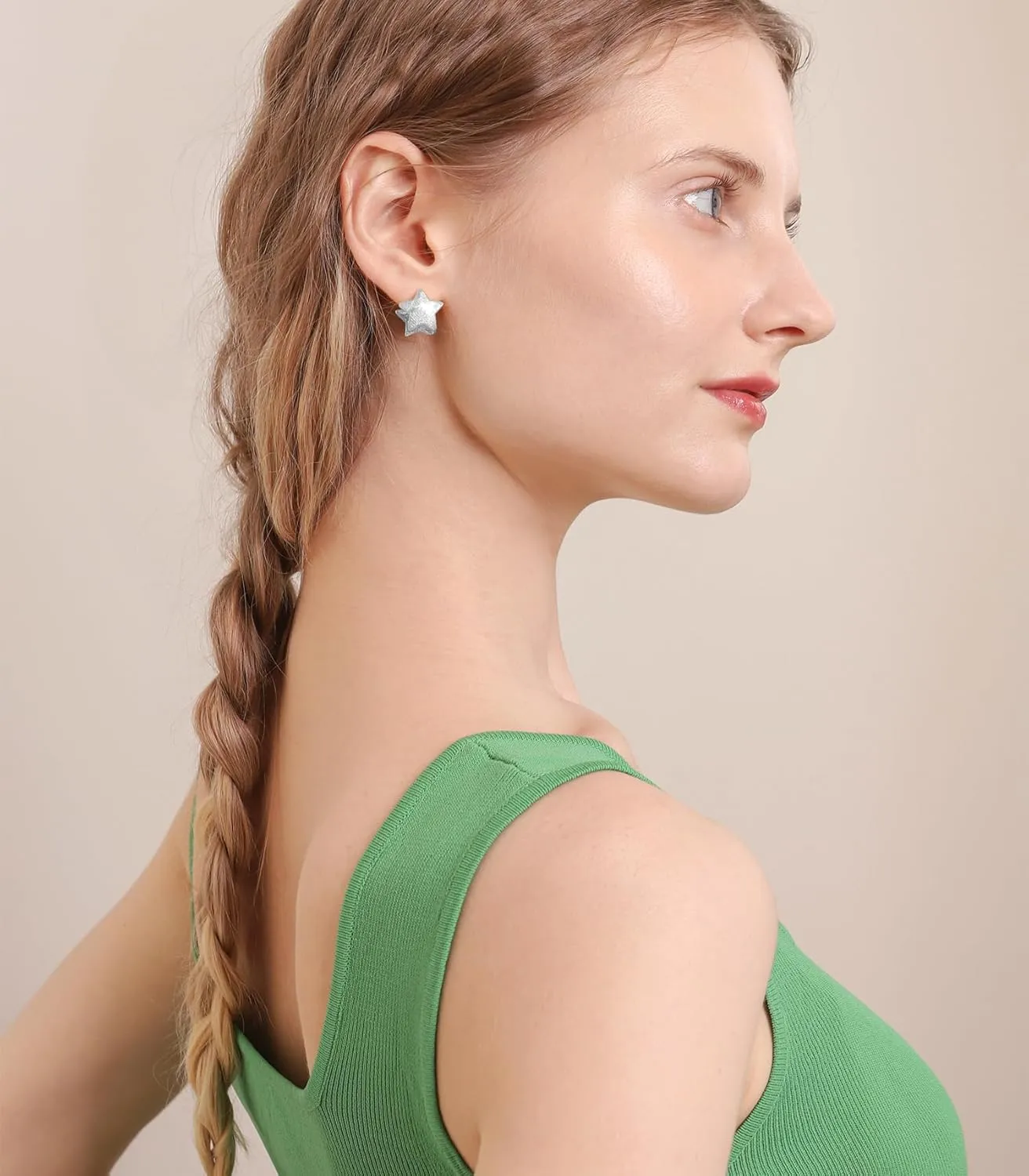 OZEL - Star Earrings for Women -14K Gold, White Gold Plated - Made in KOREA - Unique Star Reversible Huggie Gold Earrings