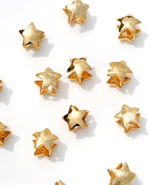 OZEL - Star Earrings for Women -14K Gold, White Gold Plated - Made in KOREA - Unique Star Reversible Huggie Gold Earrings