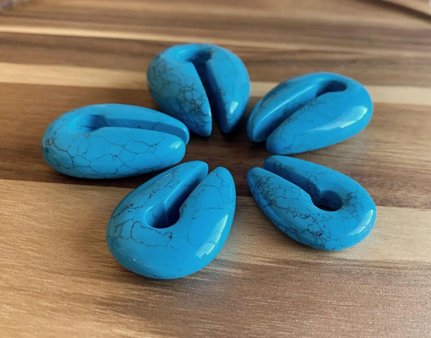 PAIR of Stunning Turquoise Stone Keyhole Hangers - Ear Weights - Plugs - Gauges - Tunnels - Body Jewelry