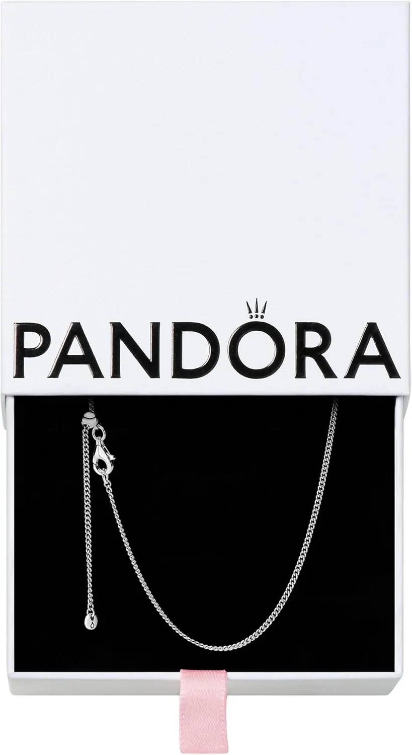 PANDORA Curb Chain Necklace - Compatible with PANDORA Moments Charms - Gift for Her - Sterling Silver - Jewelry for Women - With Gift Box - 23.6"