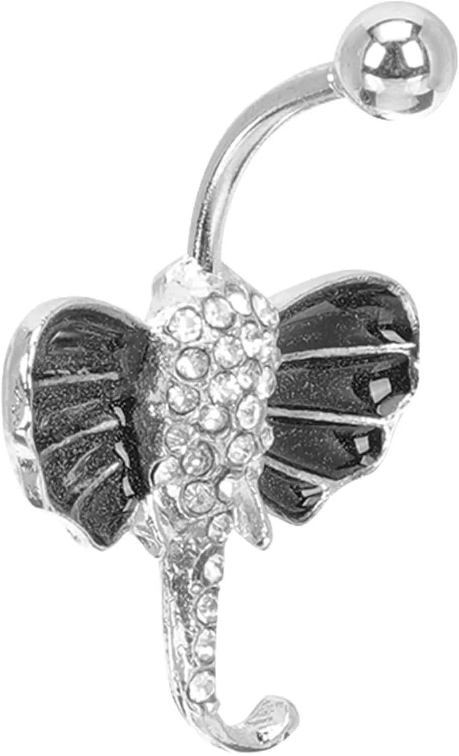 PartyKindom Belly Button Ring Elephant Design Fashionable Piercing Jewelry Stainless Steel Navel Ring for Women