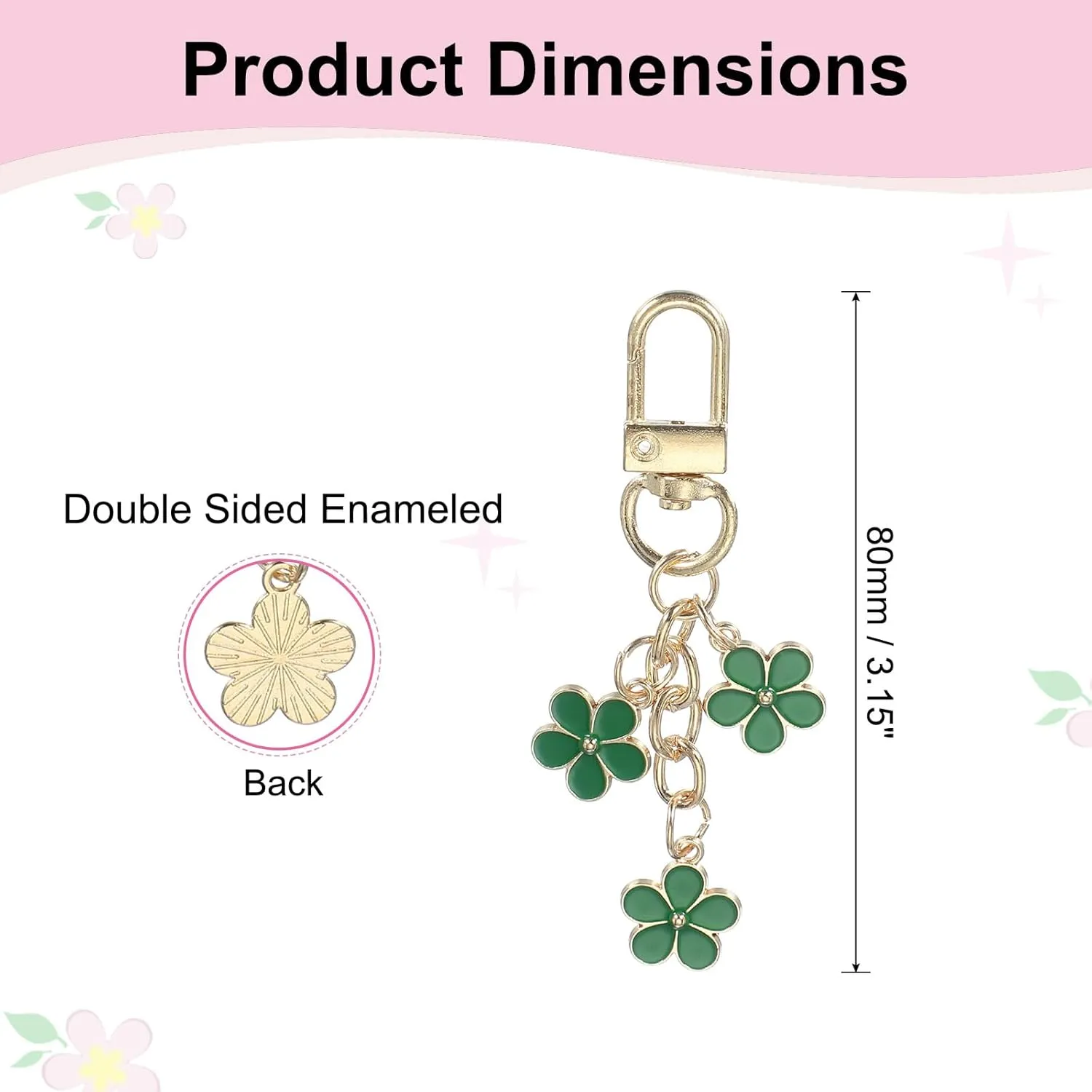 PATIKIL Cute Flower Keychains for Women, Enameled Charm Aesthetic Keychain Car Key Ring Pendant Key Chains