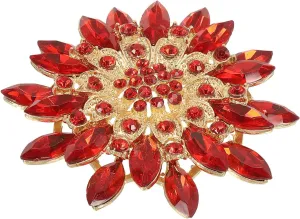 PATIKIL Rhinestone Flower Brooch Pin, Large Crystal Sunflower Lapel Pin