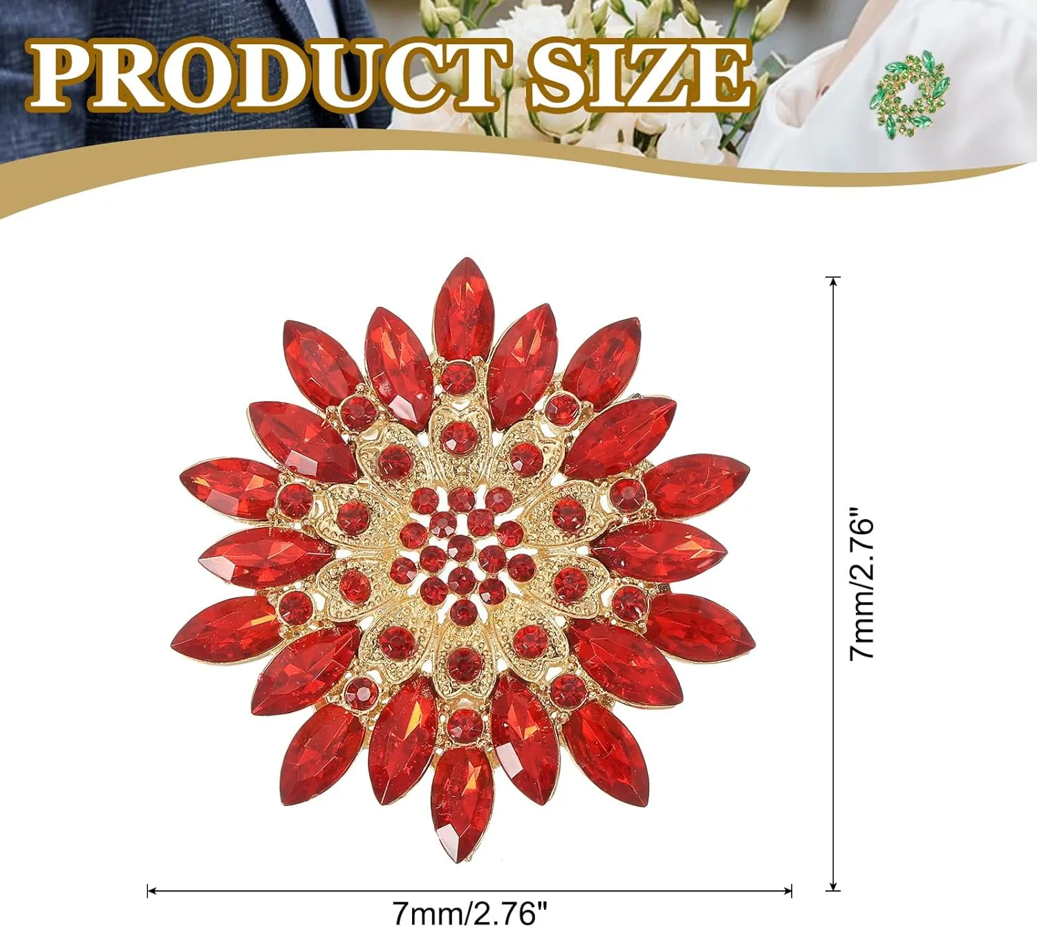 PATIKIL Rhinestone Flower Brooch Pin, Large Crystal Sunflower Lapel Pin