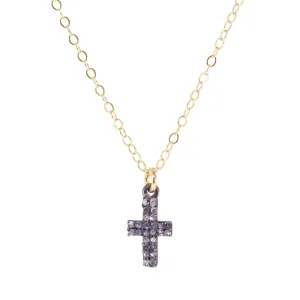 PAV CROSS - Double row diamond cross pendant