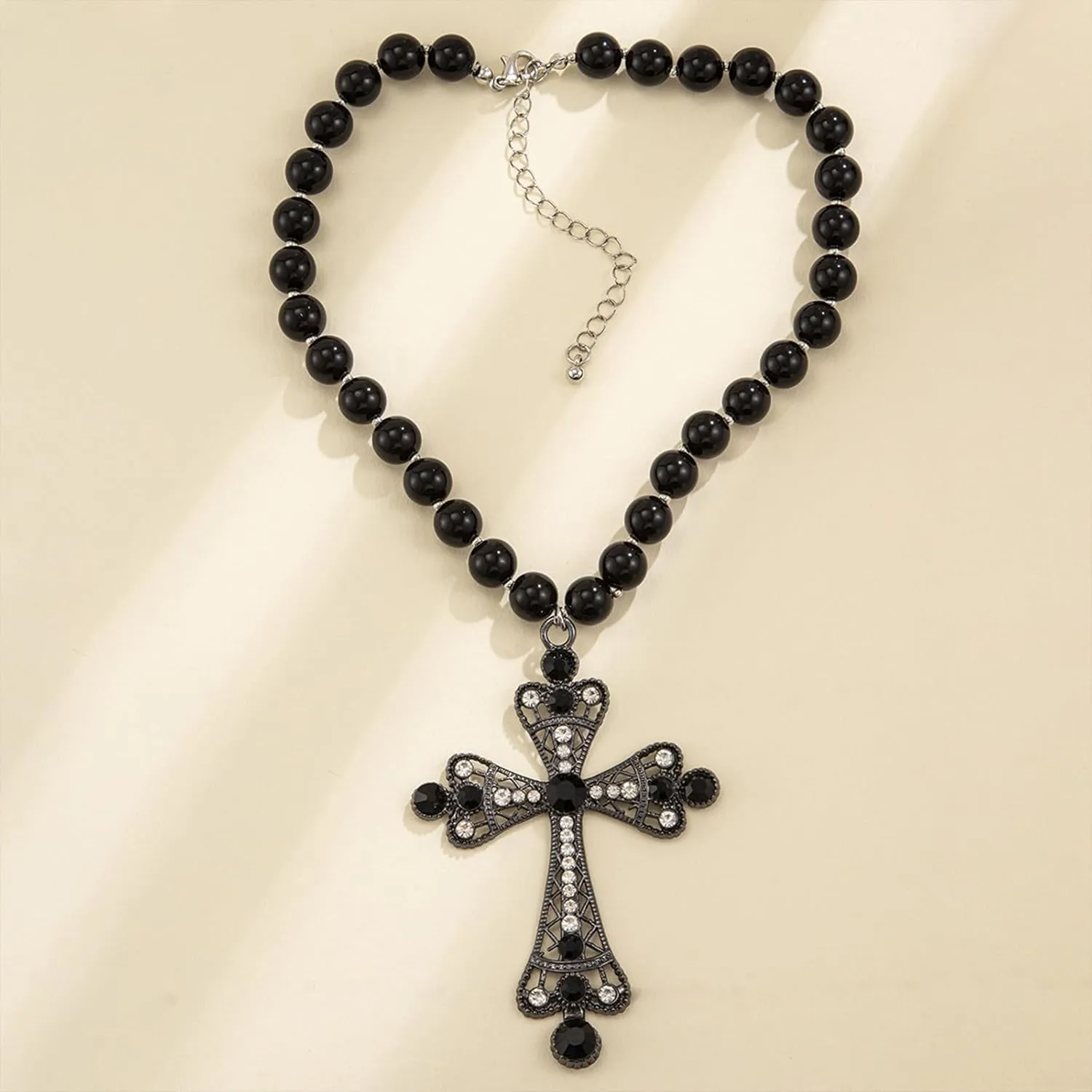 Pearl Cross Necklace Big Cross Pendants Necklaces for Women Chunky Pearl Necklace Gothic Cross Necklace Punk Vintage Cross Jewelry Women