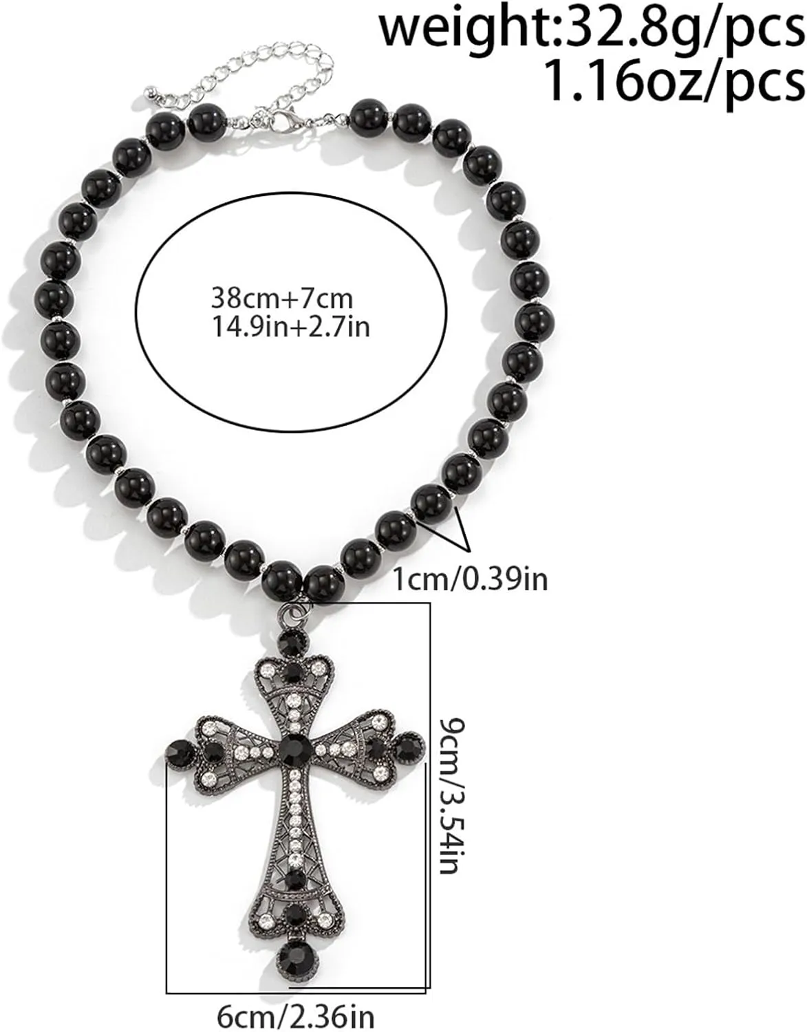 Pearl Cross Necklace Big Cross Pendants Necklaces for Women Chunky Pearl Necklace Gothic Cross Necklace Punk Vintage Cross Jewelry Women