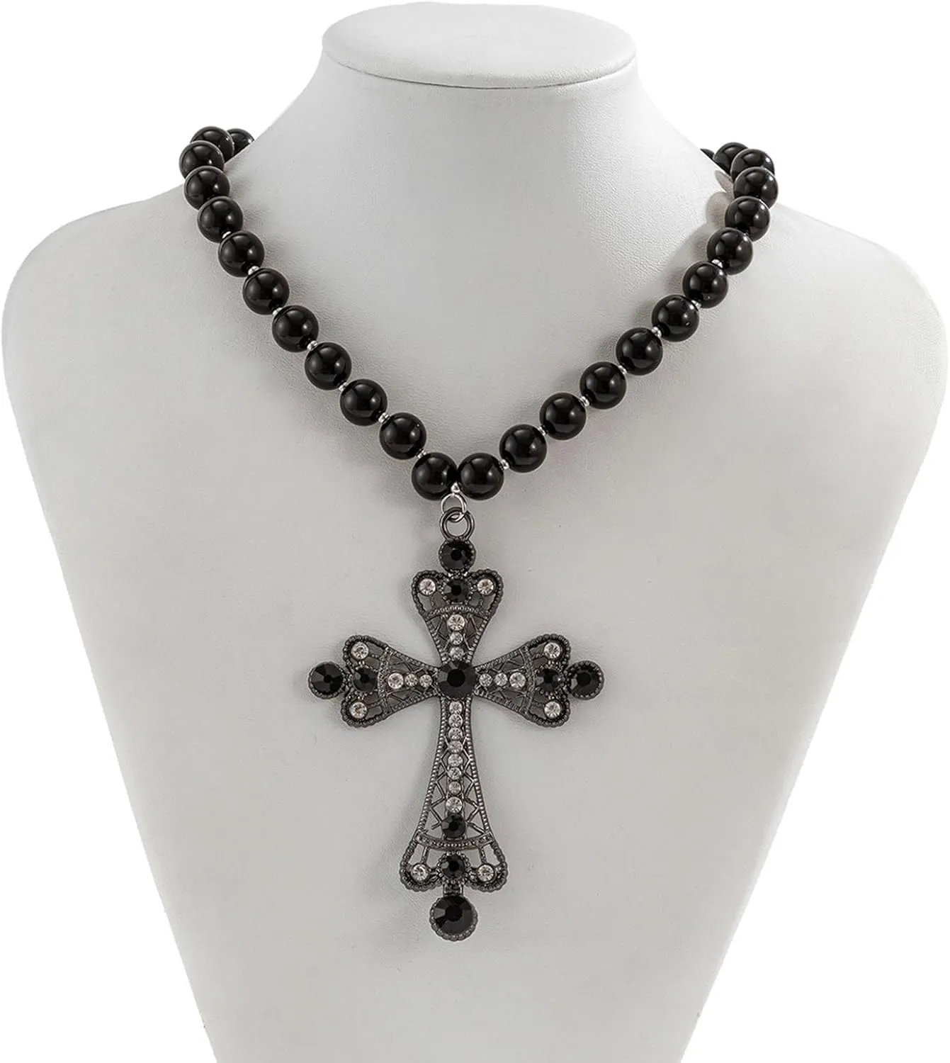 Pearl Cross Necklace Big Cross Pendants Necklaces for Women Chunky Pearl Necklace Gothic Cross Necklace Punk Vintage Cross Jewelry Women