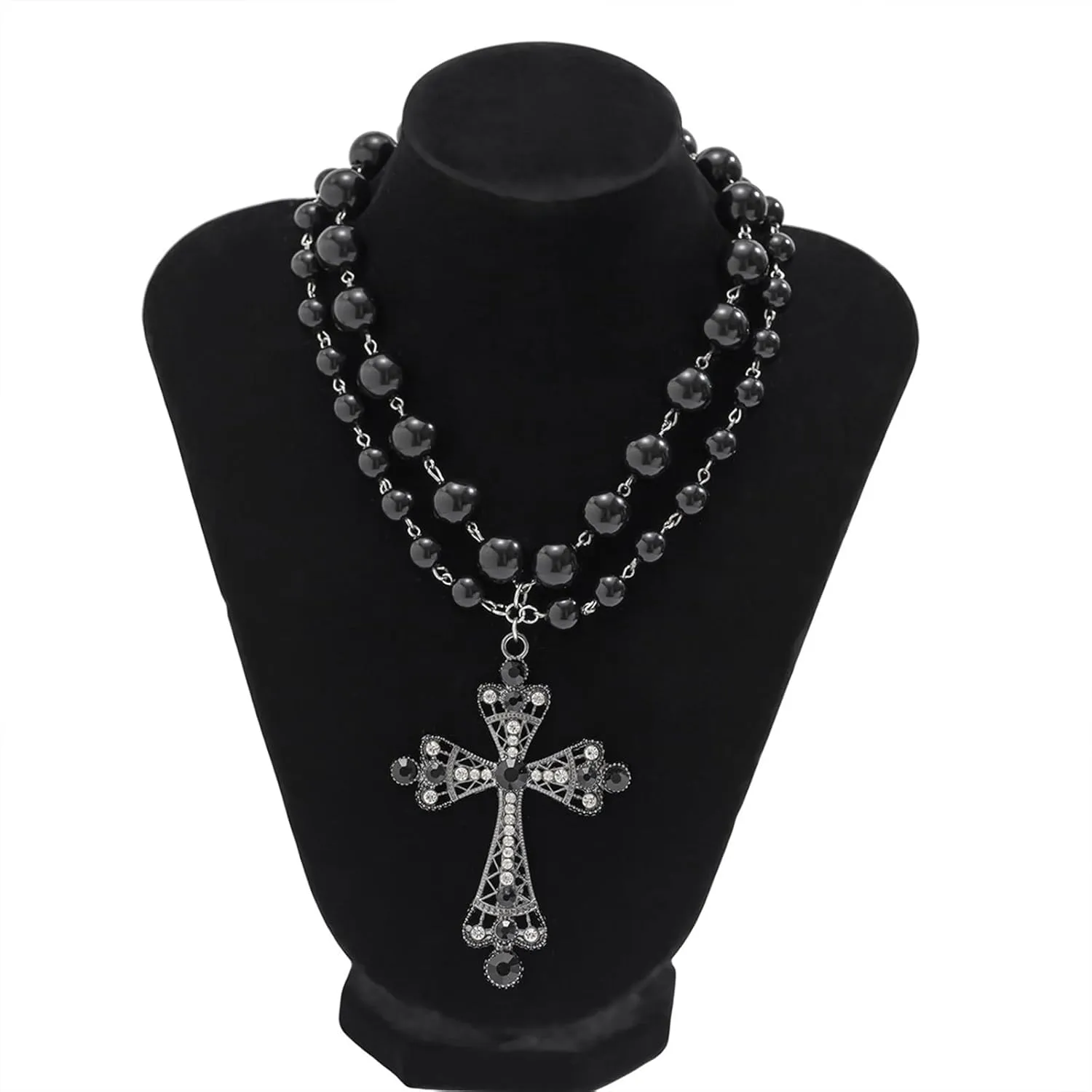 Pearl Cross Necklace Big Cross Pendants Necklaces for Women Chunky Pearl Necklace Gothic Cross Necklace Punk Vintage Cross Jewelry Women