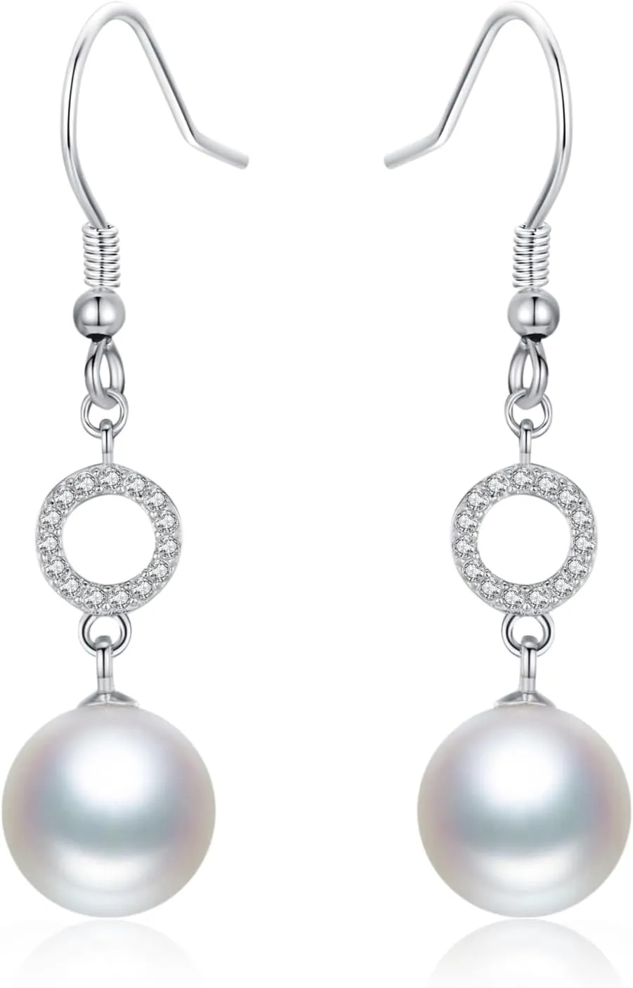 Pearl Earrings 925 Sterling Silver Pearl Earrings for Women White Pearl Dangle Earrings Holiday for Women