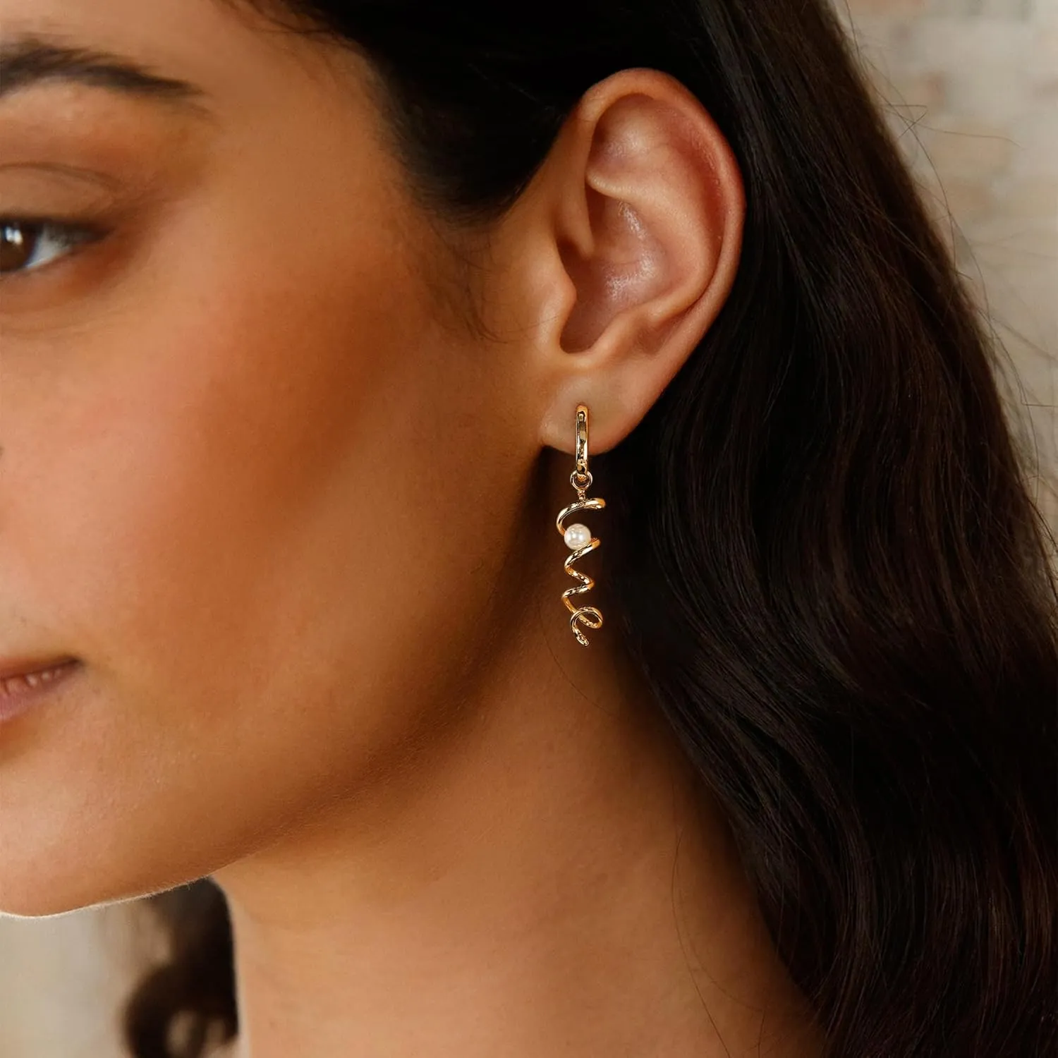 Pearl Earrings for Women, 14K Gold Plated Pearl Drop Dangle Earrings Zircon Pearl Stud Earrings Trendy Hypoallergenic Wedding Gold Hoop Earrings for Women Bridesmaid Jewelry Gift