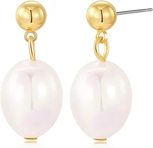 Pearl Earrings for Women Minimalist Pearl Drop Earrings Elegant Gold Leverback Pearl Dangle Earrings Wedding jewelry Bridesmaid Gifts