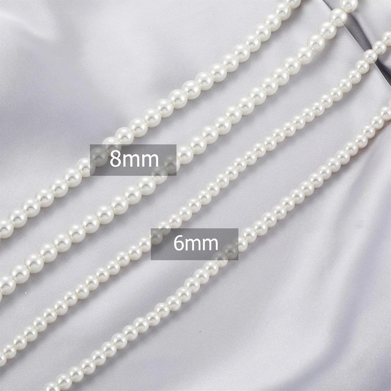 Pearl Necklace for Men,Mens Pearl Necklace,6mm 8mm White Pearl Choker Necklaces 16 18 20 22 24 inches