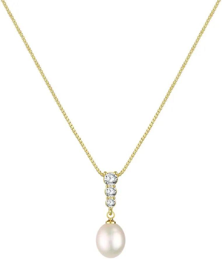 Pearl Necklaces for Women,Dainty 14K Gold pendant necklace,Trendy Simple Choker Necklace for Women,Jewelry Bridesmaids Gifts