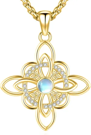 Pentagram/Sun Moon/Celtic Witches Knot/Santa Muerte/Triple Moon Goddess/Hecate Necklace Sterling Silver Magic Wiccan Pagan Amulet Jewelry for Women Men