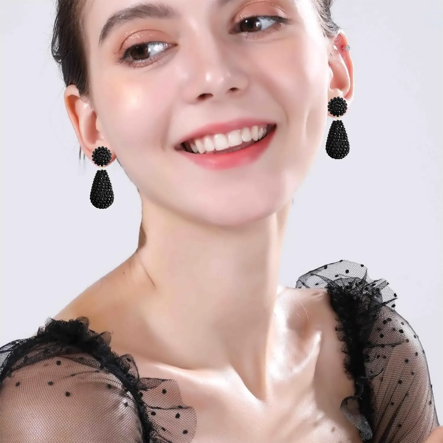 Personalized Creative Three-dimensional Geometric Dangle Drop Earrings Sparkly Colored Rhinestone Chain Alloy Dangle Drop Earrings for Women