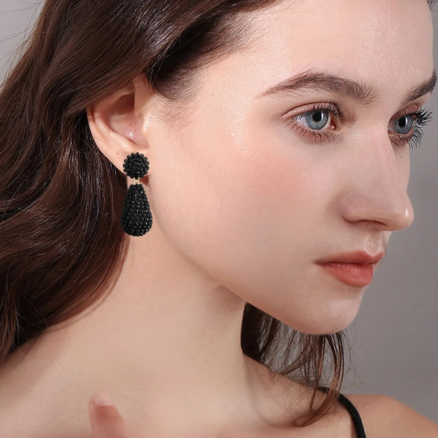 Personalized Creative Three-dimensional Geometric Dangle Drop Earrings Sparkly Colored Rhinestone Chain Alloy Dangle Drop Earrings for Women