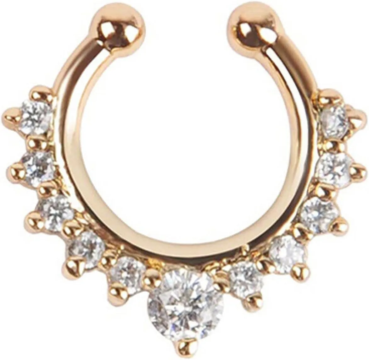Personalized Nose Ring Hoop Nose Studs,1 Pc U-shape Non Piercing Fake Clip On Septum Clicker Nose Ear Lip Ring Hoop - Golden