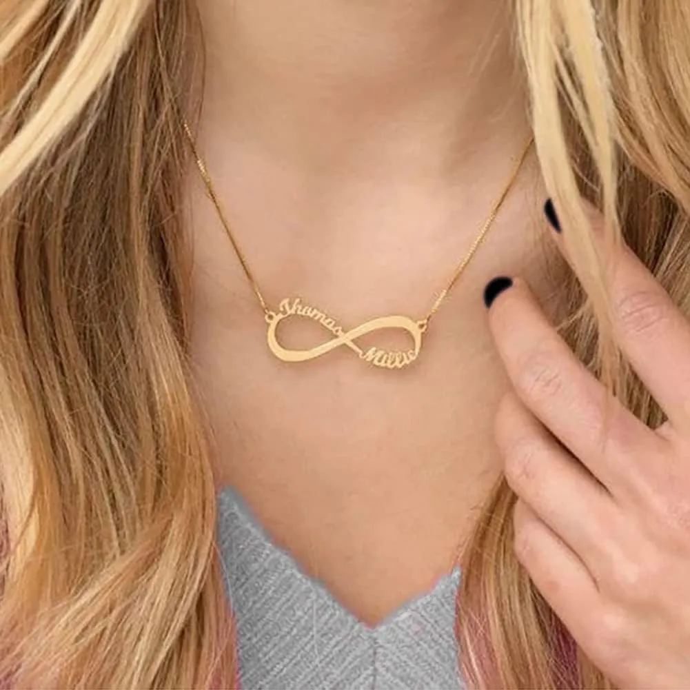 Personalized Sterling Silver Pendant Infinity Name Necklace Handmade Custom Silver Necklace for Loved Ones,Women