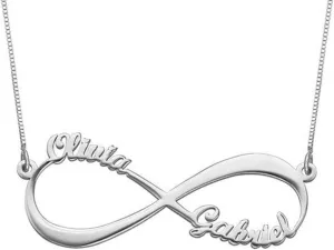 Personalized Sterling Silver Pendant Infinity Name Necklace Handmade Custom Silver Necklace for Loved Ones,Women