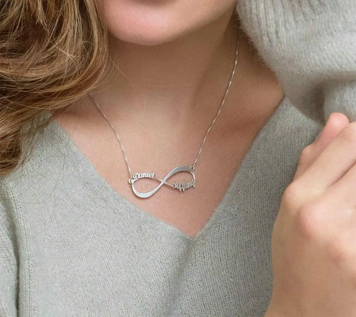 Personalized Sterling Silver Pendant Infinity Name Necklace Handmade Custom Silver Necklace for Loved Ones,Women