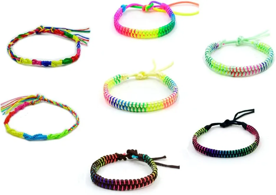 Pingyongchang 7pcs Unique Rainbow Bracelet Anklet Adjustable Pride Braided Woven Bracelet for Gay & Lesbian Friendship String Bracelet Gifts Handmade Bracelet Anklet Accessories for Women & Men