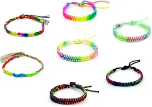 Pingyongchang 7pcs Unique Rainbow Bracelet Anklet Adjustable Pride Braided Woven Bracelet for Gay & Lesbian Friendship String Bracelet Gifts Handmade Bracelet Anklet Accessories for Women & Men