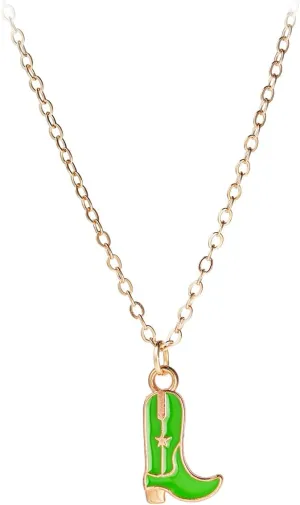 Pingyongchang Cowboy Boot Necklace Gold Cowgirl Western Necklace for Women, Disco Cowgirl Style, Gold Plated Cowboy Hat Pendant, Western Jewelry Gift