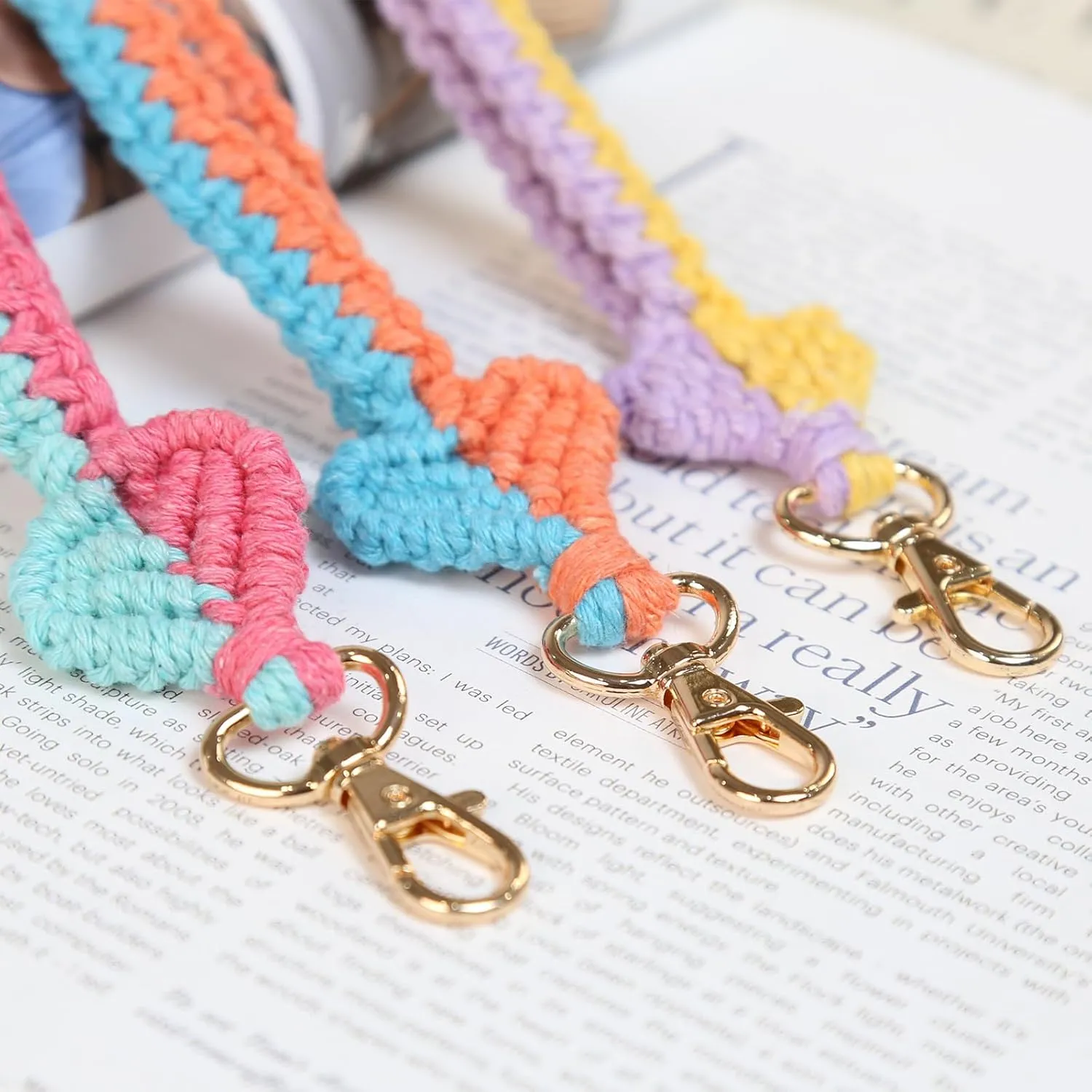 POTUS Boho Macrame Keychain Wristlet for Women Wrist Lanyard for Keys Handmade Cute Keyring Car Keys Holder Bracelet