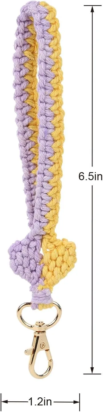 POTUS Boho Macrame Keychain Wristlet for Women Wrist Lanyard for Keys Handmade Cute Keyring Car Keys Holder Bracelet