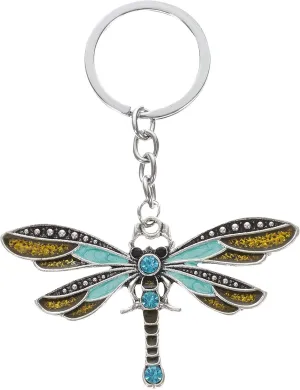 PRETYZOOM Dragonfly Pendant Keychain, Rhinestone Dragonfly Bag Charms Sparkling Purse Hanging Chains Dragonfly Bag Pendants for Women