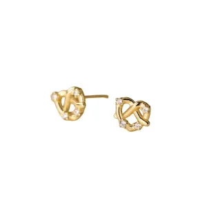 Pretzel Diamond Gold-Plated Stud Earrings in 925 Sterling Silver (gold)
