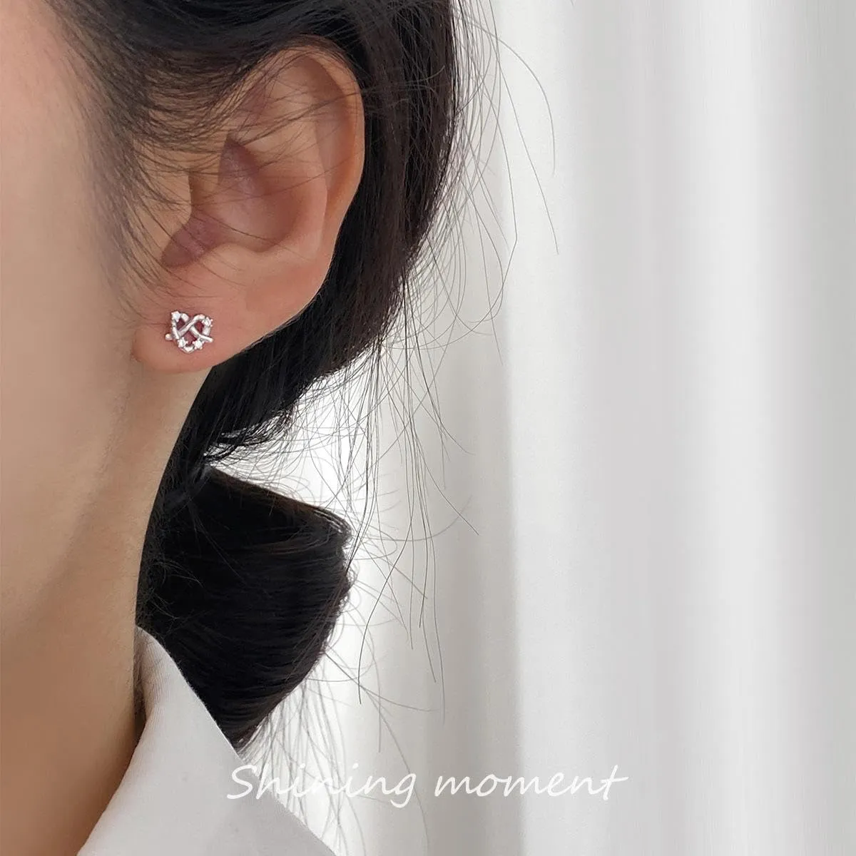 Pretzel Diamond Gold-Plated Stud Earrings in 925 Sterling Silver (gold)