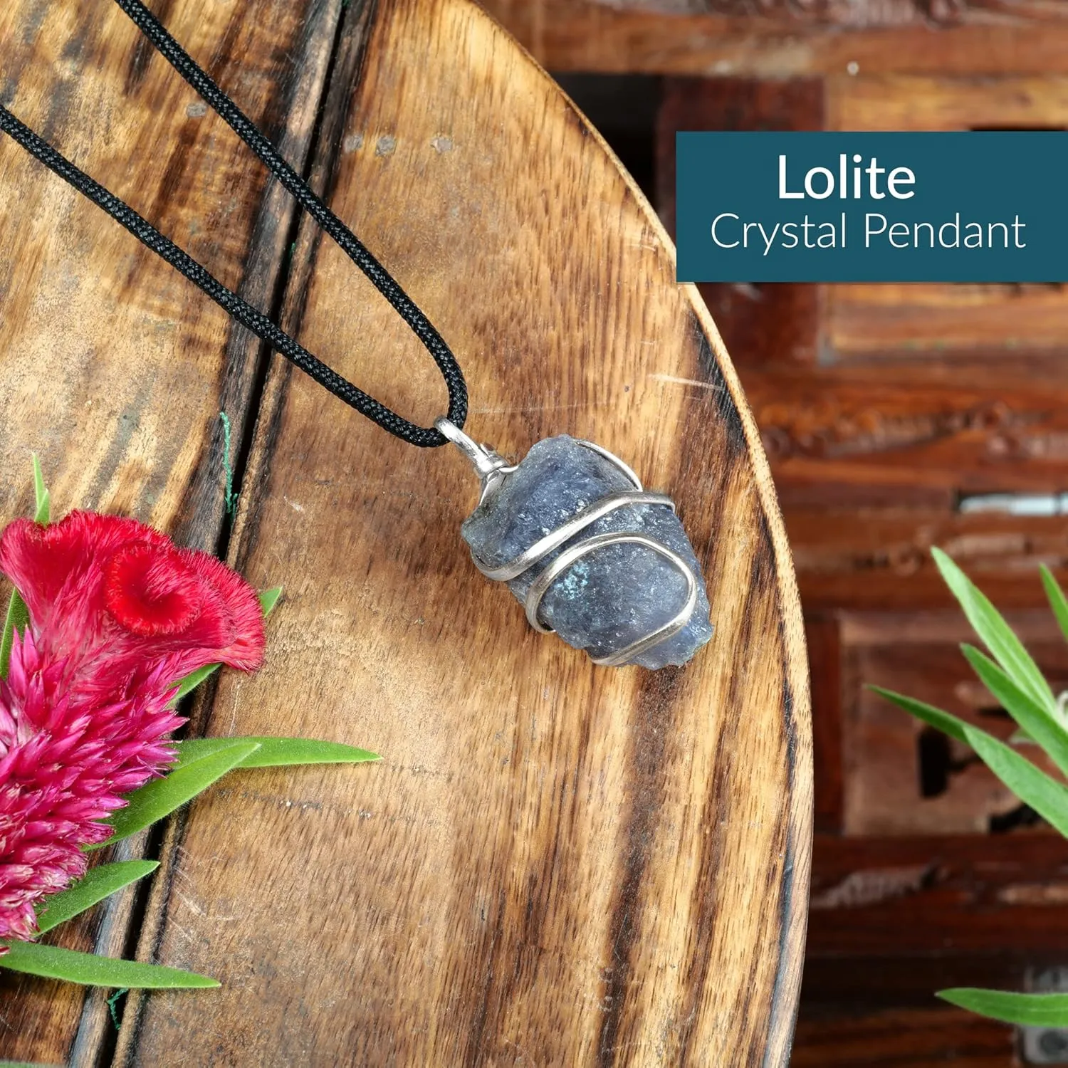 PYOR Iolite Raw Crystal Jewelry Healing Gemstones Crystals Good Luck Charms Necklace Energy Pendant Prosperity Stones Natural Gemstone Spiritual Gifts Chakra Necklace Pendants Necklaces
