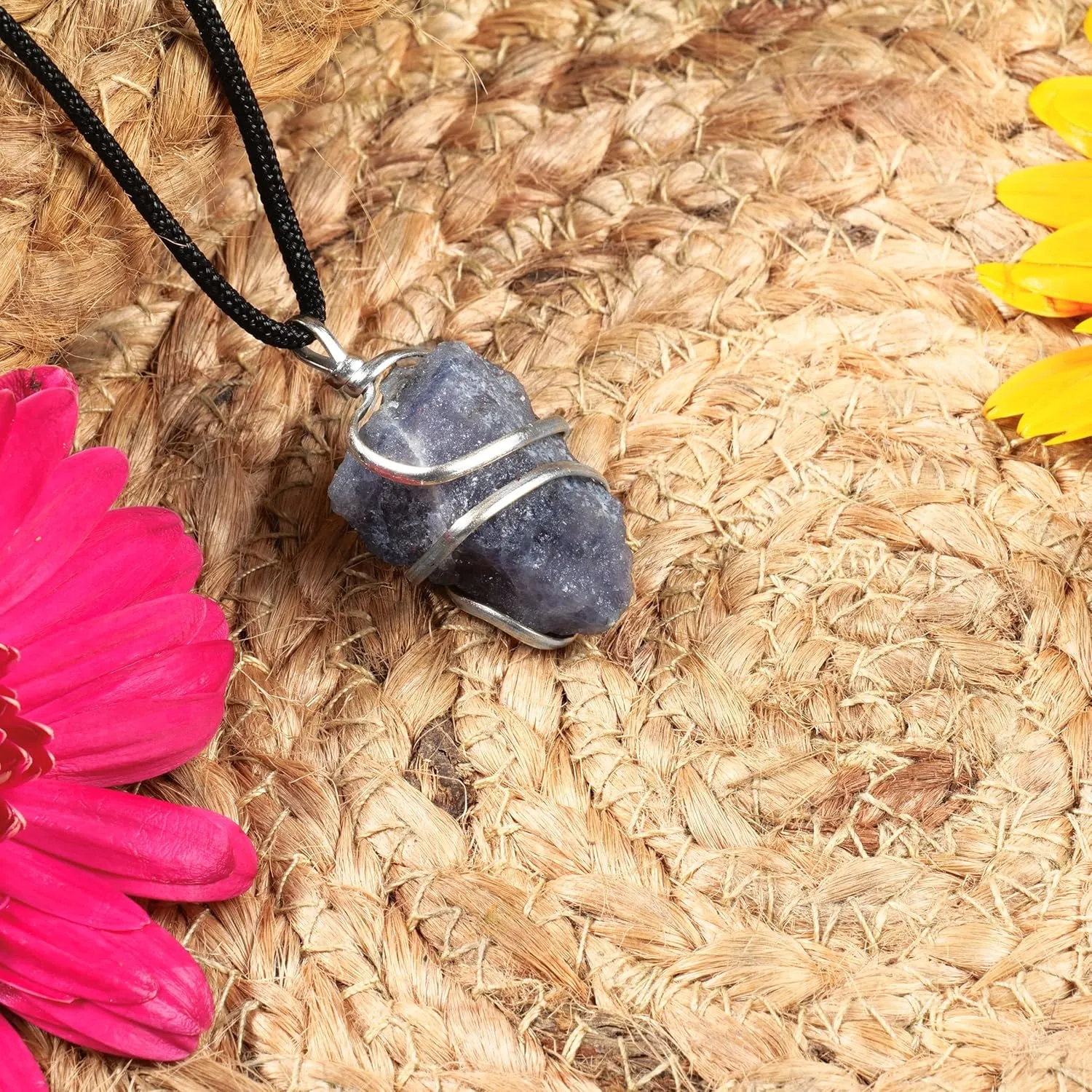 PYOR Iolite Raw Crystal Jewelry Healing Gemstones Crystals Good Luck Charms Necklace Energy Pendant Prosperity Stones Natural Gemstone Spiritual Gifts Chakra Necklace Pendants Necklaces