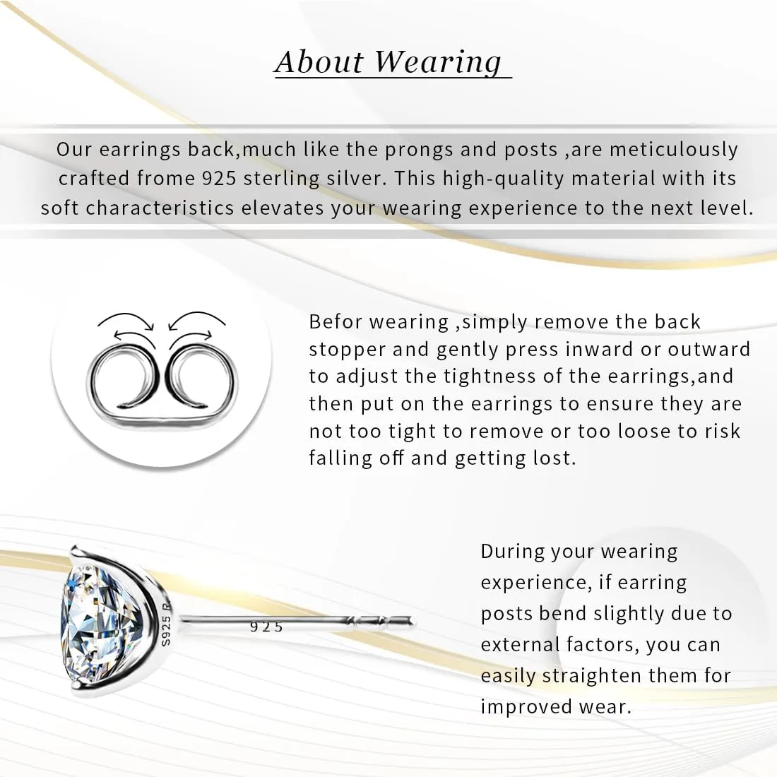 "STUNNING FLAME" Solid 14K Gold Post & Sterling Silver Round Cut Cubic-Zirconia Stud CZ Earrings | Hypoallergenic Jewelry