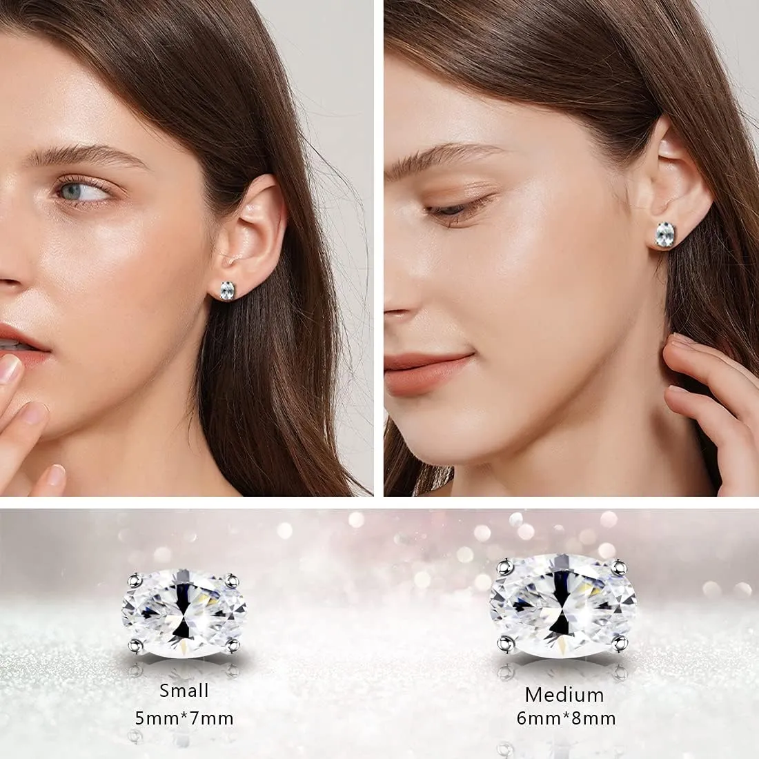 "STUNNING FLAME" Trillion-cut/Cushion-cut/Emerald-cut/Marquise-cut ... 18K White Gold Plated Sterling Silver Cubic Zirconia Simulated Diamond Stud Earrings for Women