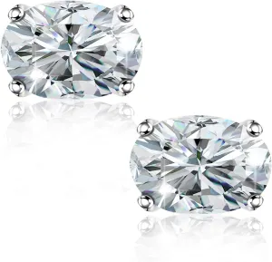 "STUNNING FLAME" Trillion-cut/Cushion-cut/Emerald-cut/Marquise-cut ... 18K White Gold Plated Sterling Silver Cubic Zirconia Simulated Diamond Stud Earrings for Women