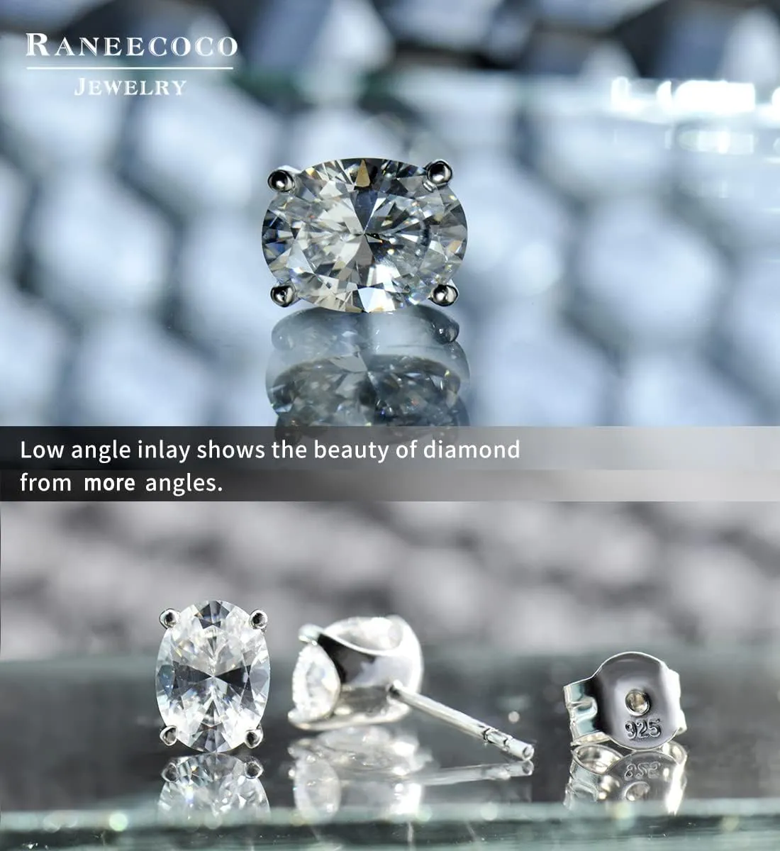 "STUNNING FLAME" Trillion-cut/Cushion-cut/Emerald-cut/Marquise-cut ... 18K White Gold Plated Sterling Silver Cubic Zirconia Simulated Diamond Stud Earrings for Women