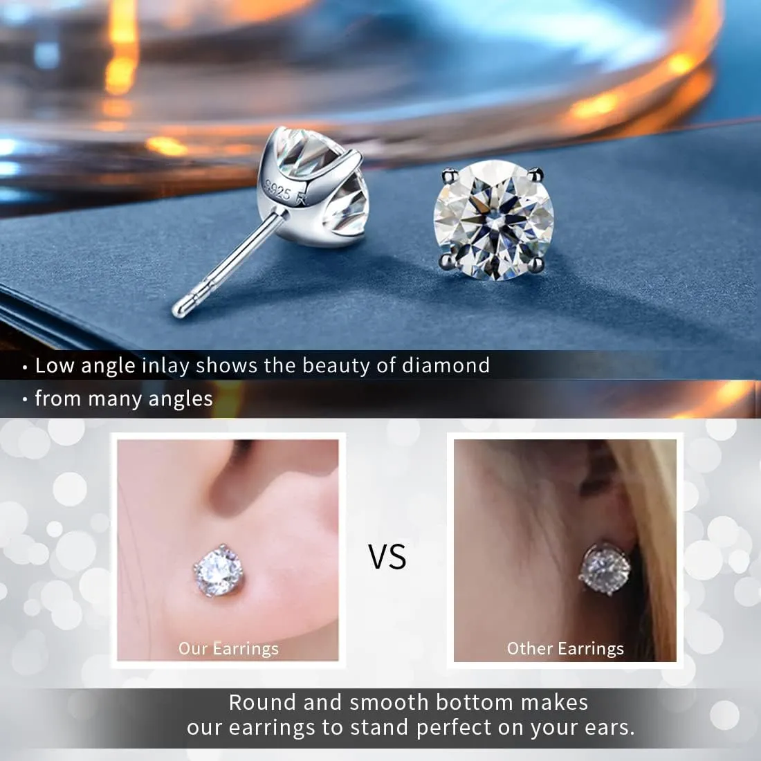 "STUNNING FLAME" Trillion-cut/Cushion-cut/Emerald-cut/Marquise-cut ... 18K White Gold Plated Sterling Silver Cubic Zirconia Simulated Diamond Stud Earrings for Women