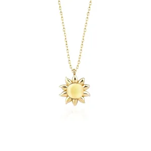 Radiant 14k Gold Plated Puffed Sun Pendant Necklace - 925 Sterling Silver, Dainty Design, Fine Jewelry for Sunshine Lovers, Exquisite Handcrafted Accessory