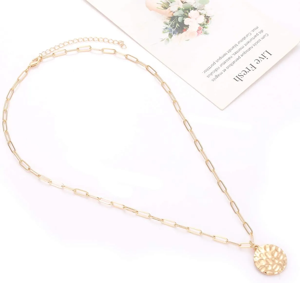 Rainbow Surfer Heishi Necklace for Women Stackable Ball Beaded Choker Necklace Layered Paperclip Link Chain Necklaces Summer Beach Jewelry Set