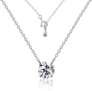 Raneecoco STUNNING FLAME 1.0-3.0 Carat Sterling Silver Cubic Zirconia Necklace for Women | 1 ct Simulated Diamond | Round CZ Solitaire Gold Pated Dainty Pendant Necklace, 40 5cm Chain
