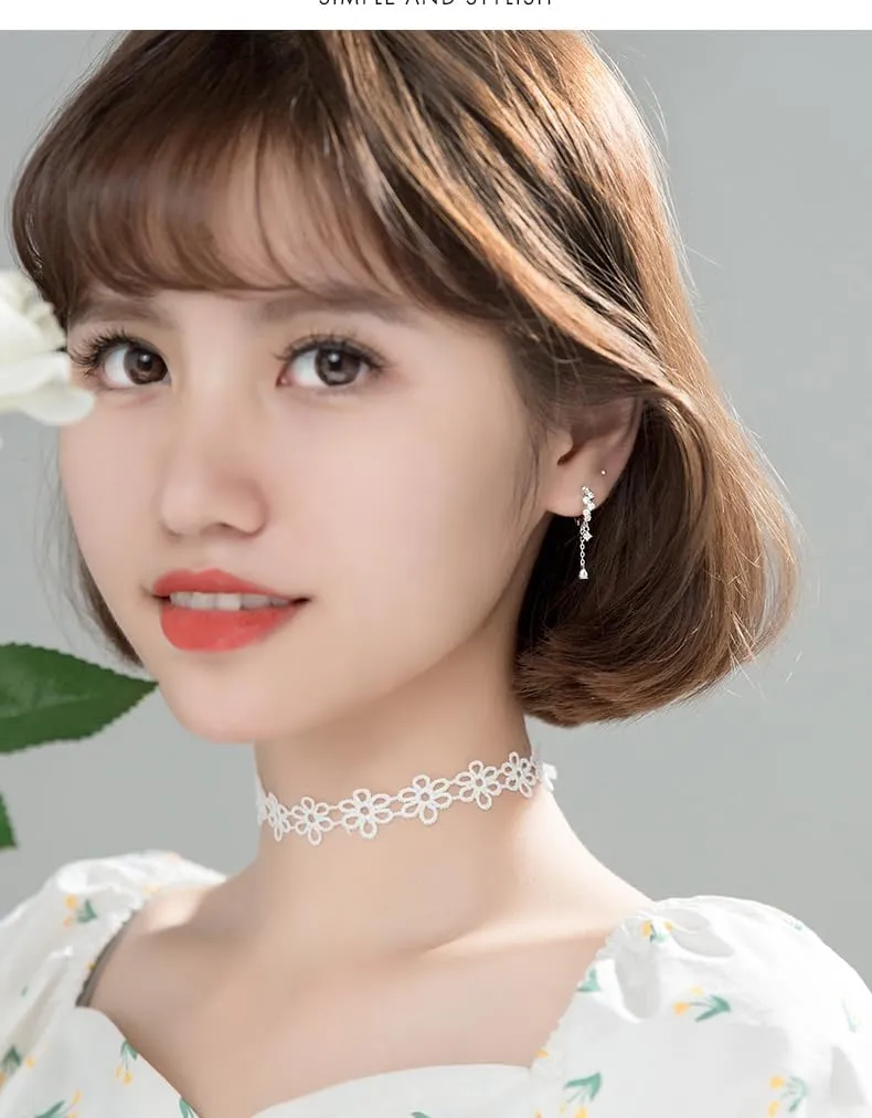 Real 925 Sterling Silver Chain Huggie Hoop Earrings for Women Hypoallergenic Dainty Mini Tiny Minimalist Jewelry Gifts Birthday for Sensitive Ears Valentine's Day