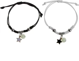 REDYY 2 Pieces Luminous Bead Charm Braided Rope Bangles Couple Promise Bracelets Friendship Matching Bracelet Jewelry for Lover Bracelet