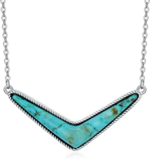 Reversible Boomerang Necklace 925 Strling Silver Stereo Natural Turquoise Necklace Boomerangs Western Jewelry Gifts for Women