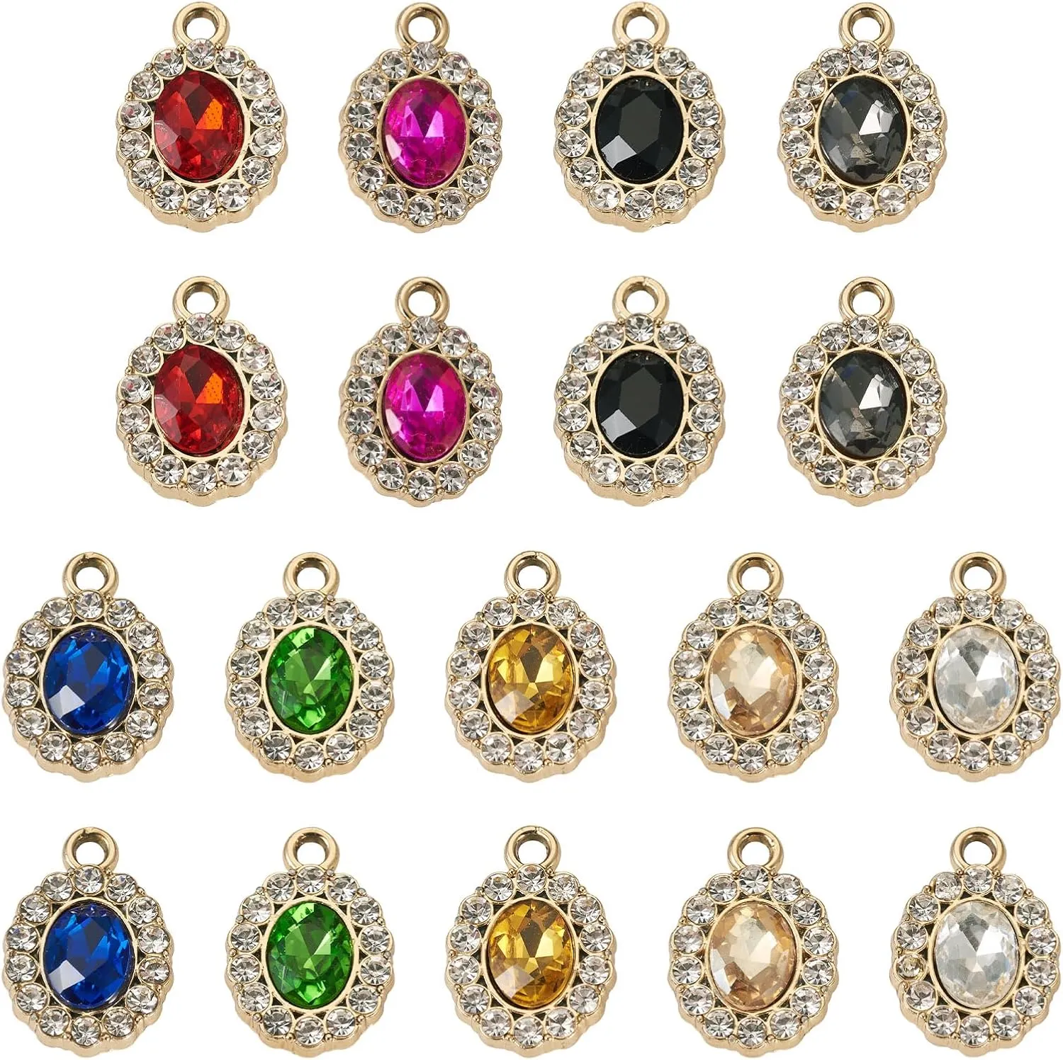 Rhinestone Leaf Charms Golden Vintage Leaves Charms Crystal Leaves Pendants KC Gold Plated Metal Leaves Charms for Wedding Bridesmaid Jewelry Making Necklace Bracelet Earring Choker